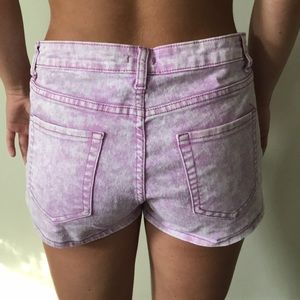 High Wasted Purple Acid Wash Jean Shorts
